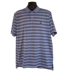 RLX Ralph Lauren Polo Shirt Mens Large Blue Striped GC 1929‎ Excellent Golf Top